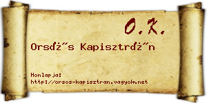 Orsós Kapisztrán névjegykártya
